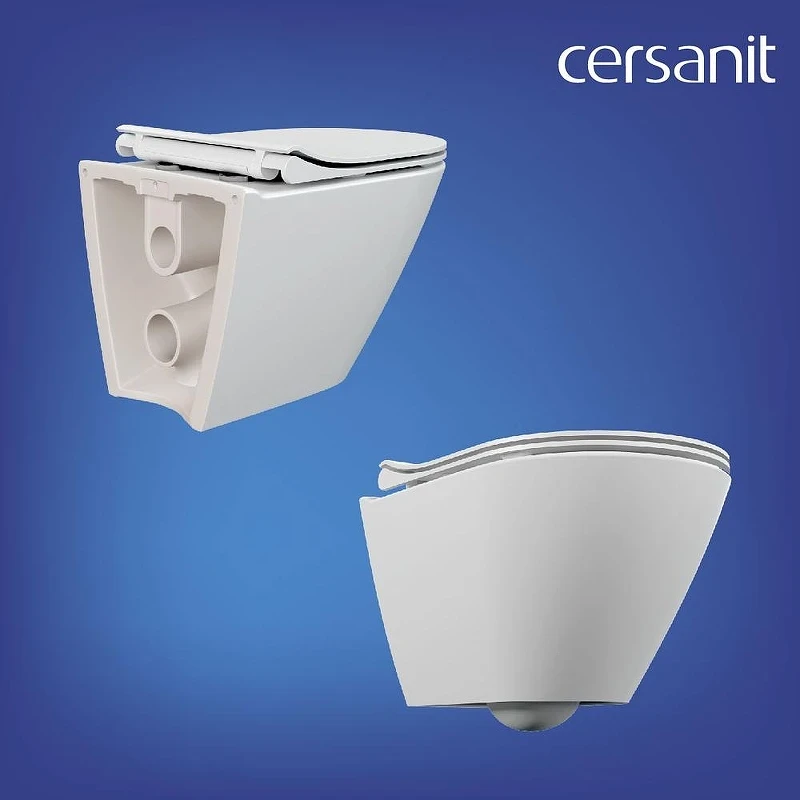 Унитаз с инсталляцией Cersanit Carina XL DPL EO Slim + Aqua 50 Prime P 69326 цвет Белый с сиденьем Микролифт и клавишей смыва цвет Хром глянцевый
