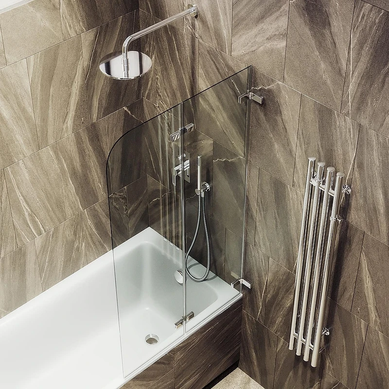 Шторка для ванны Maybah Glass MGV-572-4 515х1400 складная 2 секции Хром глянцевый стекло прозрачное