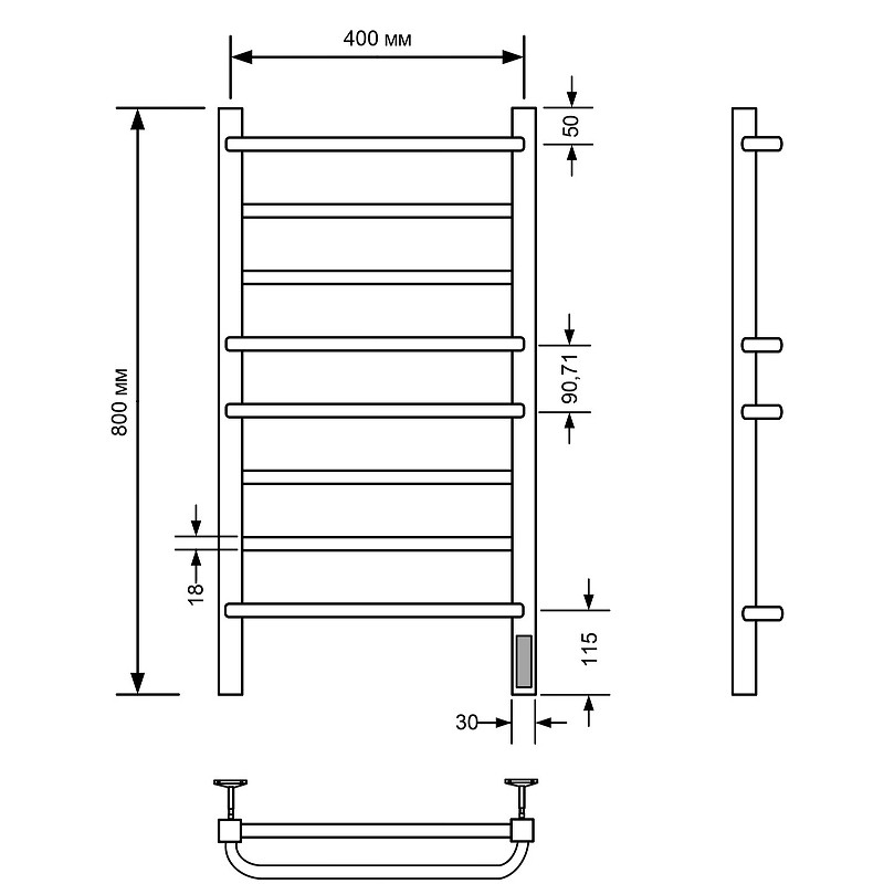 Электрический полотенцесушитель Comfysan Puro-K EC-8 80x40 013158 Хром
