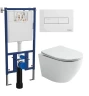 Комплект унитаза DIWO Ceramicanova Uno Rimless CN11001 с сиденьем с инсталляцией DIWO 4501 с клавишей смыва цвет Глянцевый белый