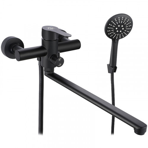 Смеситель для ванны Ростовская Мануфактура Сантехники SUS124BL-006EP универсальный Черный матовый нержавеющая сталь на стену