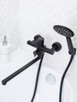 Смеситель для ванны Ростовская Мануфактура Сантехники SUS124BL-006EP универсальный Черный матовый нержавеющая сталь на стену