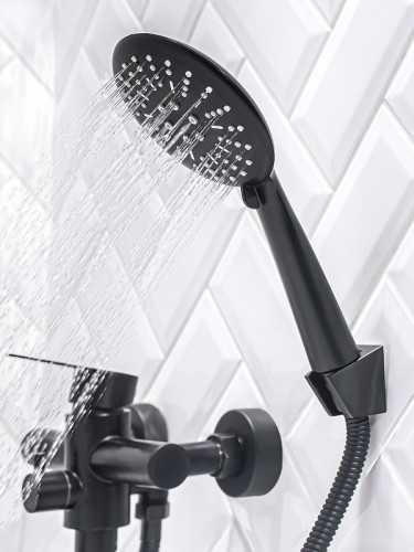 Смеситель для ванны Ростовская Мануфактура Сантехники SUS124BL-006EP универсальный Черный матовый нержавеющая сталь на стену