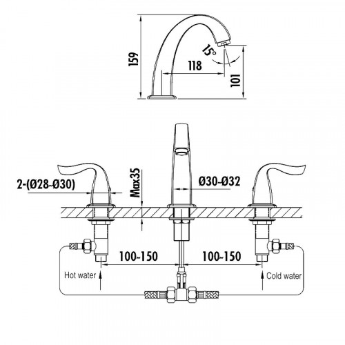 Смеситель для раковины Creavit Giza GZ1503G Золото латунь