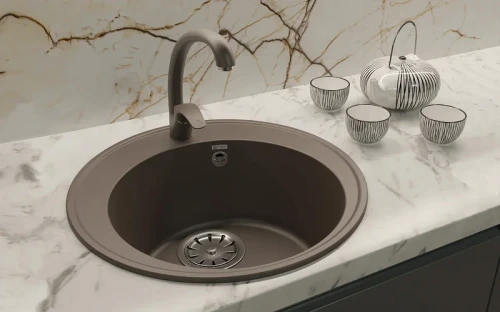 Кухонная мойка Ulgran Quartz Nora 485-06 Трюфель искусственный камень (литьевой мрамор) встраиваемый