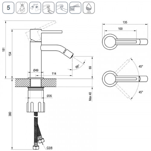 Смеситель для биде Ravak Espirit ES 056.00CR X070201 Хром латунь