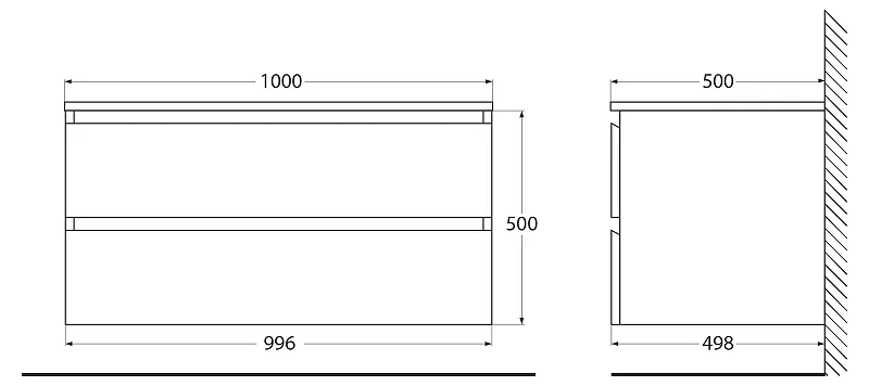 Тумба под раковину Cezares Molveno 100 MOLVENO-100-2C-SO-LB подвесная Legno Bianco МДФ / ЛДСП