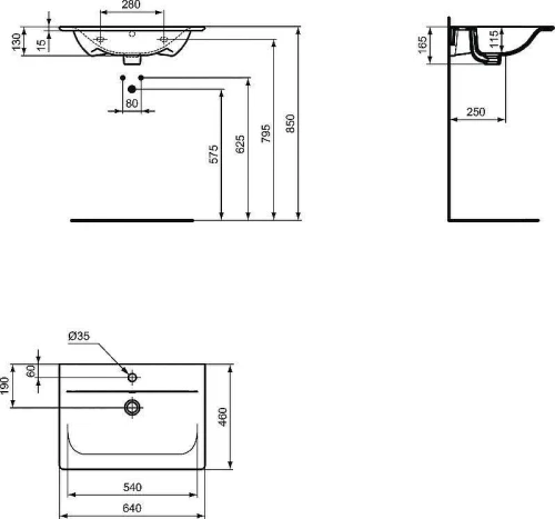 Мебельная раковина Ideal Standard Connect Air Vanity 64 E028901 Euro White