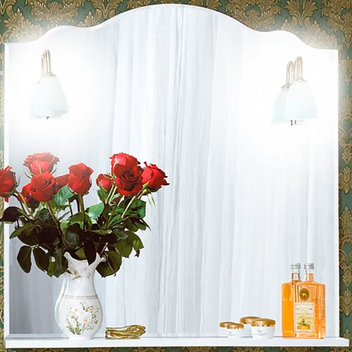 Зеркало Бриклаер Анна 90 4627125411380 с подсветкой Белое глянцевое МДФ / ЛДСП, стекло