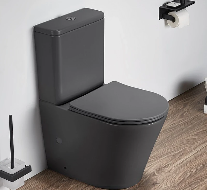 Унитаз компакт CeramaLux 2179XMDH Серый матовый с бачком и сиденьем Микролифт фаянс напольный