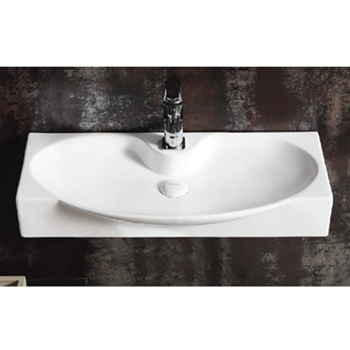 Раковина CeramaLux 68 STR 4282A Белая фаянс подвесная