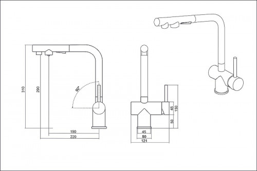 Смеситель для кухни Emar Steel ЕСВ 7020 цвет Black