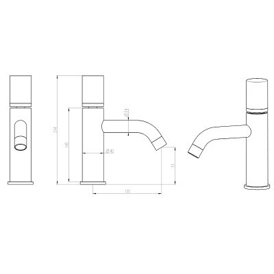Смеситель для раковины Boheme Stick 121-CRG.2 Хром Золото латунь
