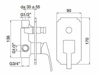 Смеситель для душа Cezares Olimp VDIM-L OLIMP-VDIM-03/24-L Золото 24 карат латунь встраиваемый