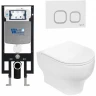 Комплект унитаза с инсталляцией WeltWasser AMBERG 497 + ERLENBACH 004 GL-WT + AMBERG RD-WT 10000006598 цвет Белый глянцевый с сиденьем Микролифт и клавишей смыва цвет Белый
