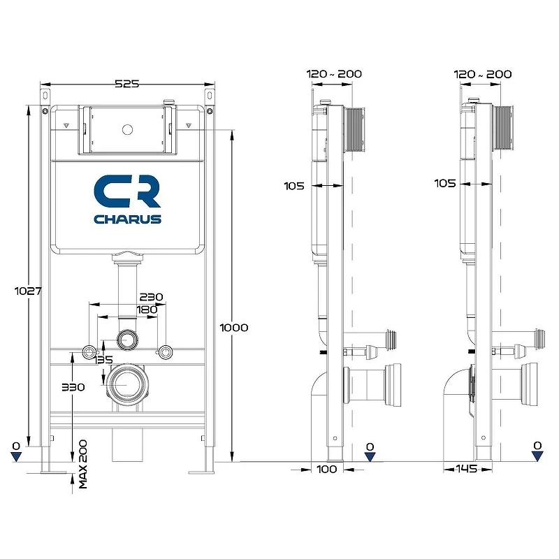 Унитаз с инсталляцией WeltWasser Merzbach 043 GL-WT 10000009939 + Charus City CR.200.21.01 с сиденьем Микролифт и клавишей смыва Хром глянцевый