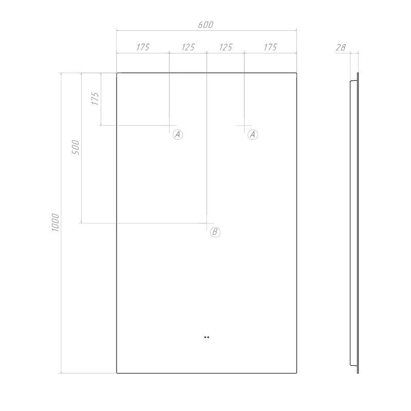 Зеркало Vigo Quadro Comfort 60 144 с подсветкой с бесконтактным выключателем и подогревом