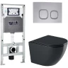 Комплект унитаза с инсталляцией WeltWasser AMBERG 506 ST + MERZBACH 041 XL MT-BL + AMBERG RD-CR 10000010944 цвет Черный матовый с сиденьем Микролифт и клавишей смыва цвет Хром