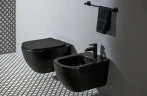 Комплект унитаза с инсталляцией Ideal Standard Tesi Aqua Blade T3868V3/123A6 с сиденьем Микролифт и Черной матовой клавишей смыва фарфор подвесной