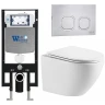 Комплект унитаза с инсталляцией WeltWasser AMBERG 497 + MERZBACH 043 MT-WT + AMBERG RD-MT CR 10000011412 цвет Белый матовый с сиденьем Микролифт и клавишей смыва цвет Хром матовый