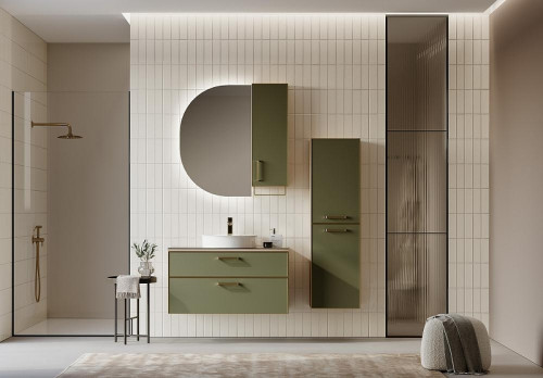 Тумба под раковину Orka Salerno 61 3008777 подвесная цвет Зеленый матовый Светлое дерево