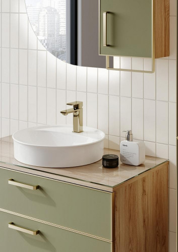 Тумба под раковину Orka Salerno 61 3008777 подвесная цвет Зеленый матовый Светлое дерево