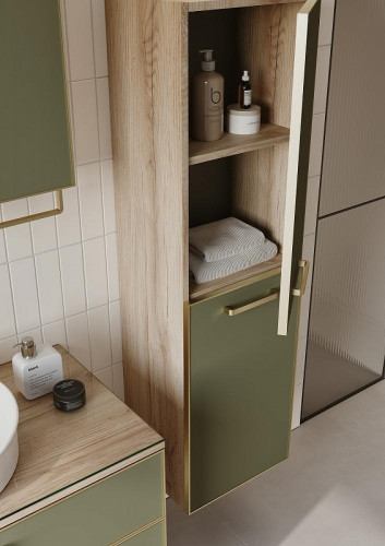 Тумба под раковину Orka Salerno 61 3008777 подвесная цвет Зеленый матовый Светлое дерево