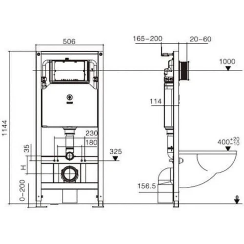 Комплект унитаза с инсталляцией WeltWasser AMBERG 506 + GELBACH 043 MT-WT + AMBERG RD-WT 10000011904 цвет Белый матовый с сиденьем Микролифт и клавишей смыва цвет Белый