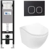 Комплект унитаза с инсталляцией WeltWasser AMBERG 350 + MERZBACH 043 GL-WT + AMBERG RD-BL 10000012374 цвет Белый глянцевый с сиденьем Микролифт и клавишей смыва цвет Черный