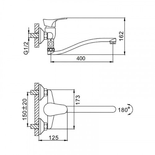 Смеситель для ванны D-Lin D140405-6 универсальный цвет  Хром