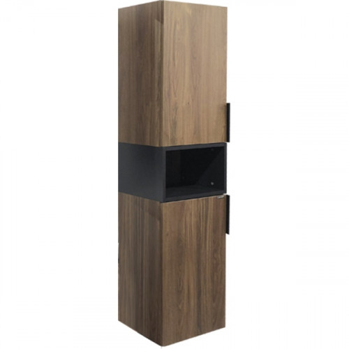 Шкаф пенал Comforty Штутгарт 40 00004151544 подвесной Дуб темно-коричневый Черный матовый МДФ / ЛДСП