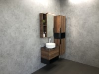 Шкаф пенал Comforty Штутгарт 40 00004151544 подвесной Дуб темно-коричневый Черный матовый МДФ / ЛДСП