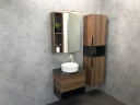 Шкаф пенал Comforty Штутгарт 40 00004151544 подвесной Дуб темно-коричневый Черный матовый МДФ / ЛДСП