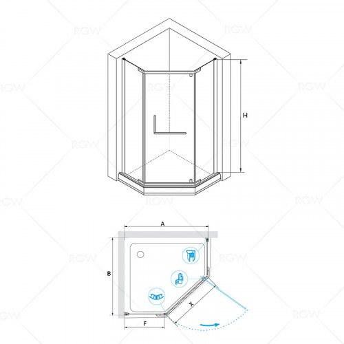 Душевой уголок RGW Passage PA-081 80х80 35088188-11 профиль Хром стекло прозрачное