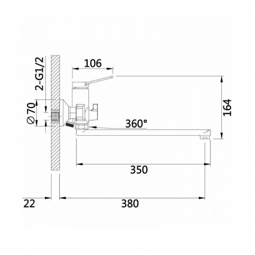 Смеситель для ванны D-Lin D147364 универсальный цвет  Хром