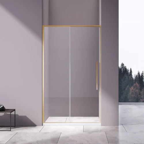 Душевая дверь Vincea Slim-N 110 VDS-4SN110CLG профиль Брашированное золото стекло прозрачное