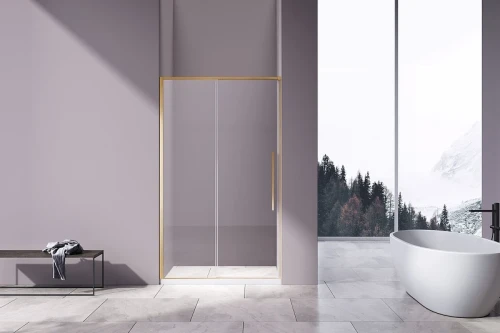 Душевая дверь Vincea Slim-N 110 VDS-4SN110CLG профиль Брашированное золото стекло прозрачное