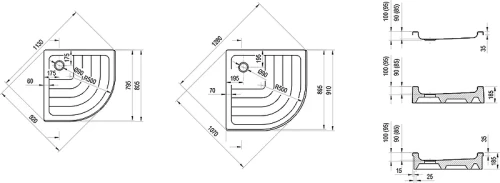 Акриловый поддон для душа Ravak Kaskada/Ronda EX 90х90 A207001320 Белый