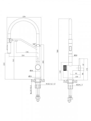Смеситель для кухни Agger Elegant A3241455 цвет Оружейная сталь Черный