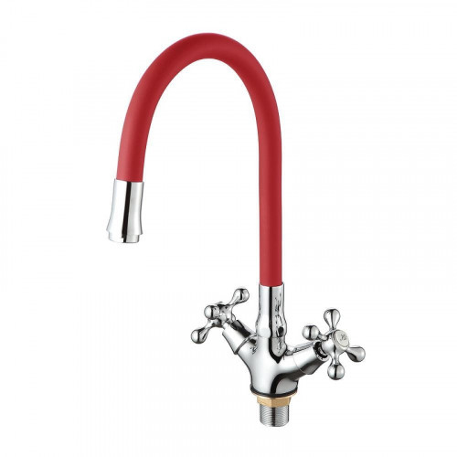 Смеситель для кухни D-Lin D153810-4 цвет  Хром  Красный