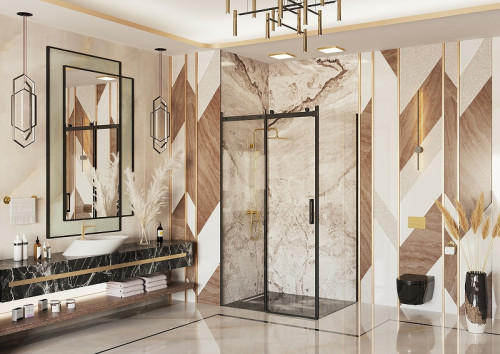 Душевой уголок Ambassador Benefit 130x100 19021202HB-100HB профиль Черный стекло прозрачное