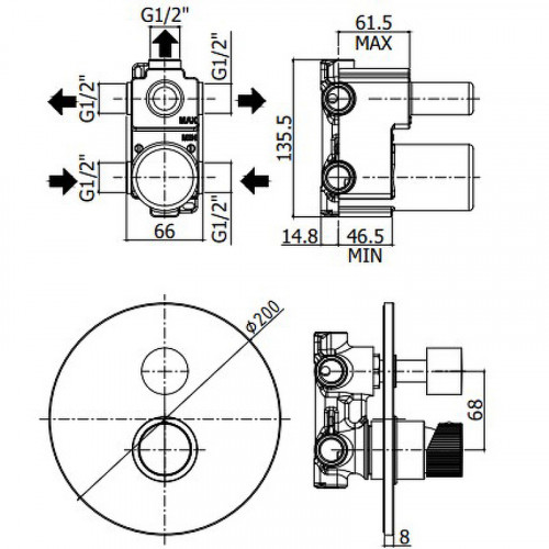Смеситель для душа Paffoni Jo JO019NO Черный матовый латунь встраиваемый