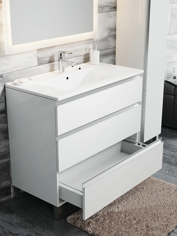 Тумба с раковиной SanVit Авеню-3 100 kavenu3100 с фактурой под дерево Черное дерево МДФ / ЛДСП