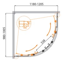 Душевой уголок Cezares Molveno 120x100 MOLVENO-RH-2-120/100-P-Cr профиль Хром стекло рифленое