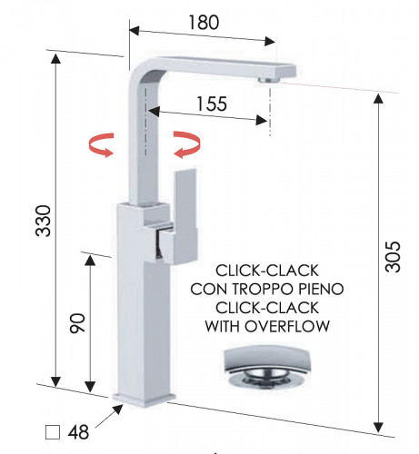 Смеситель для раковины Remer Qubika Q10GL цвет Хром