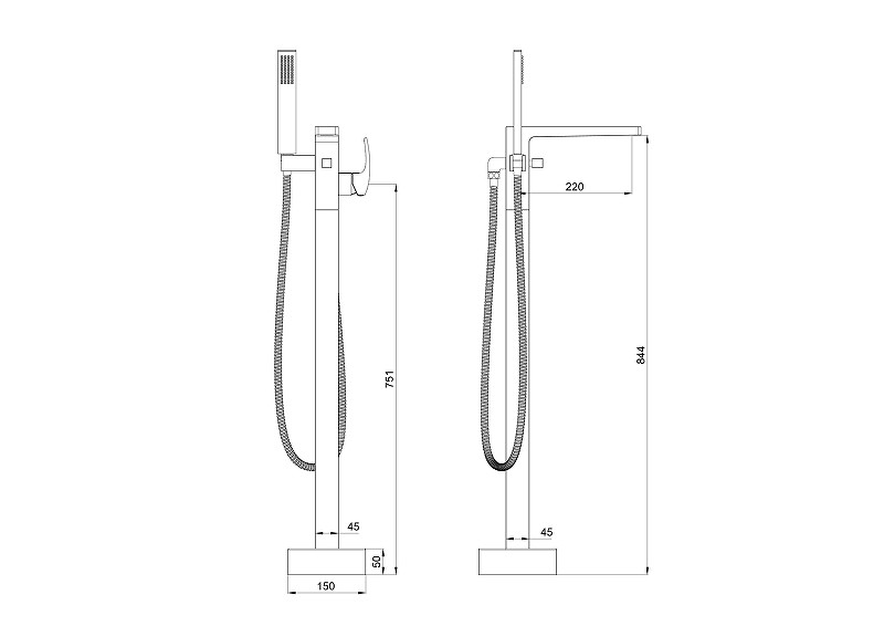 Смеситель для ванны Wonzon & Woghand Fit WW-88649009-MB цвет Черный матовый