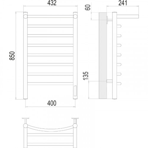 Электрический полотенцесушитель Terminus Классик с/п П8 400х850 4670078531407 с полкой Хром нержавеющая сталь