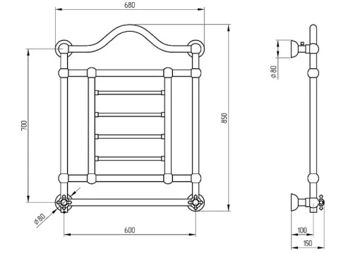 Электрический полотенцесушитель Migliore Edward 85x68 R 22635 Золото латунь