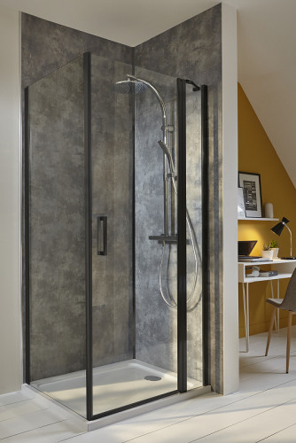 Душевая стенка Jacob Delafon Contra 90 E22FT90-BL профиль Черный матовый стекло прозрачное