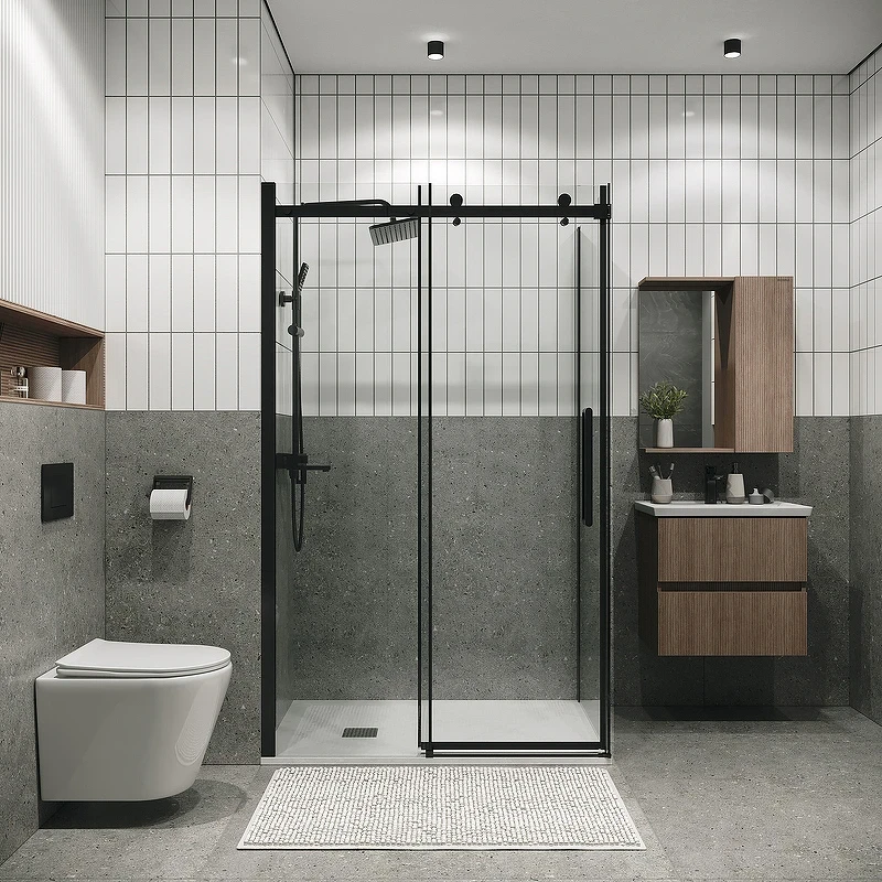 Душевой уголок Grossman Classic 110х90 120.K33.04.1190.21.00 профиль Черный матовый стекло прозрачное